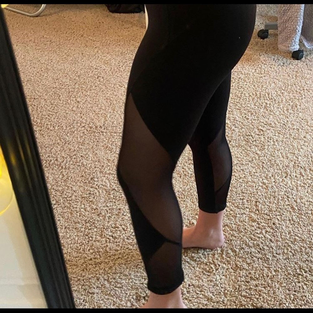 Black See Through Patched Leggings